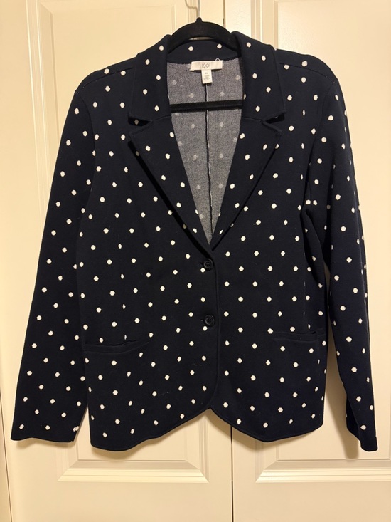 1901 Jackets & Blazers - 1901 Navy Polka Dot Knit Blazer with White Dots